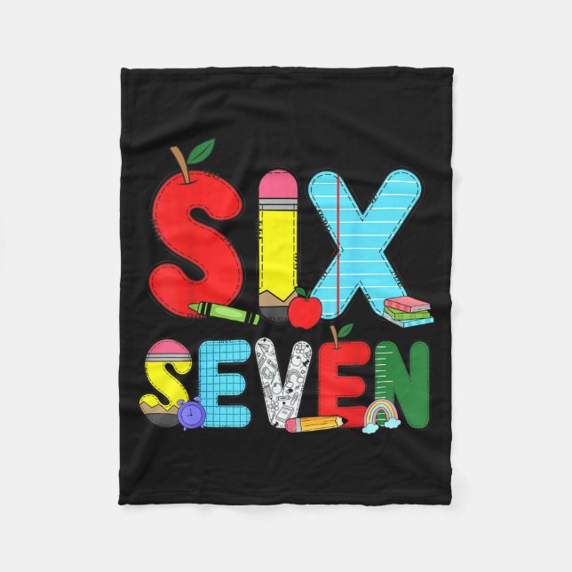 Funny Six Seven 6 7 Meme Shirts Teacher Kids 67 Da Fleece Blanket (Front)