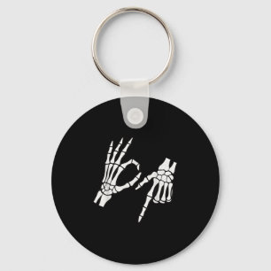 Funny Six Seven 6 7 Meme Skeletons Hand Halloween  Key Ring