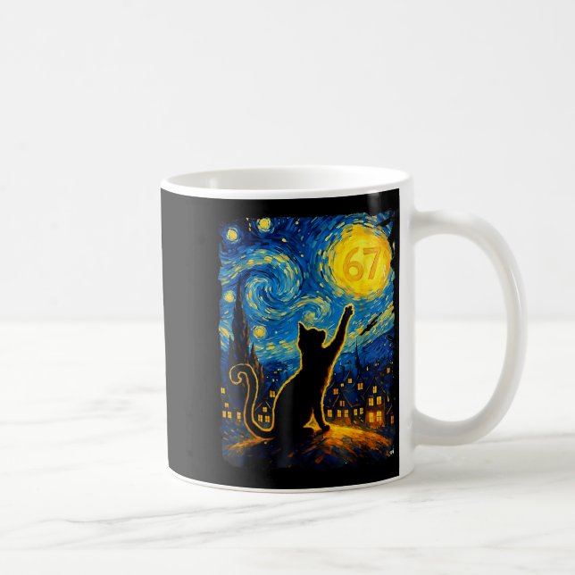 Funny Six Seven 6 7 Meme Starry Night Van Gogh Bla Coffee Mug (Right)