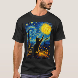 Funny Six Seven 6 7 Meme Starry Night Van Gogh Bla T-Shirt