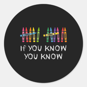 Funny Six Seven 6 7 Meme Tally Marks Crayons Teach Classic Round Sticker