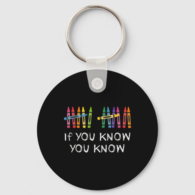 Funny Six Seven 6 7 Meme Tally Marks Crayons Teach Key Ring (Front)