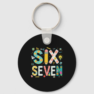 Funny Six Seven 6 7 Meme Teacher Design For Men Wo Key Ring