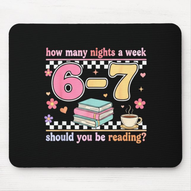 Funny Six Seven 6 7 Meme Teacher Design Reading 6- Mouse Mat (Front)