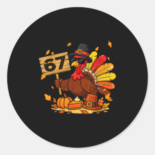 Funny Six Seven 6 7 Meme Turkey Thanksgiving Boy G Classic Round Sticker