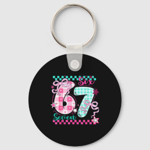 Funny Six Seven 6 7 Meme Valentine 67 Women Girl K Key Ring