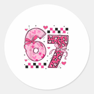Funny Six Seven 6 7 Meme Valentine For Men Women K Classic Round Sticker