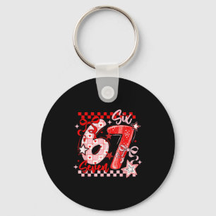 Funny Six Seven 6 7 Meme Valentine Girl Key Ring