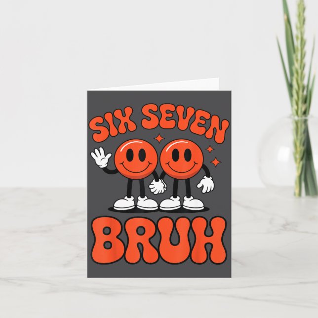 Funny Six Seven 6 7 Meme Valentine Hearts Valentin Card (Front)