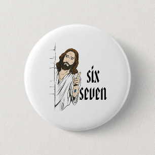Funny Six Seven Brainrot Meme 6 7 Viral Gen Z 67 T Cm Round Badge
