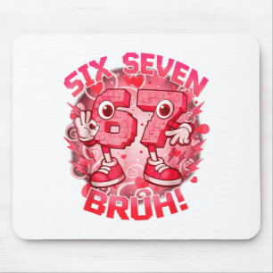 Funny Six Seven Bruh 67 Brainrot Meme Valentine's  Mouse Mat
