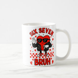 Funny Six Seven Bruh 6 7 Meme Valentines Heart Boy Coffee Mug