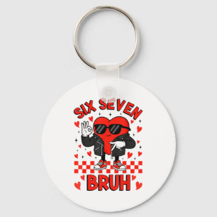 Funny Six Seven Bruh 6 7 Meme Valentines Heart Boy Key Ring