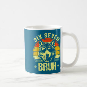 Funny Six Seven Bruh 6 7 Wolf Meme Kids Boys Men Coffee Mug