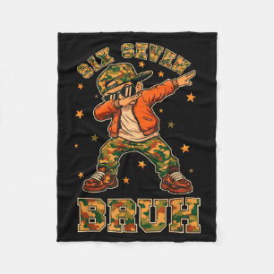Funny Six Seven Bruh Dabbing Camo Kid Meme Fleece Blanket