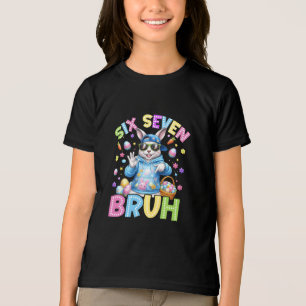 Funny Six Seven Bruh Easter Bunny Kids T-Shirt Tri-Blend Shirt