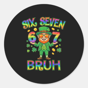 Funny Six Seven Bruh Leprechaun St Patricks Day 67 Classic Round Sticker