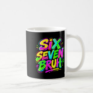 Funny Six Seven Bruh Meme 67 in Glowing Era Kids Coffee Mug