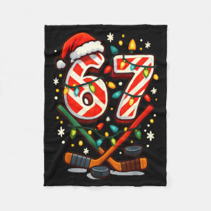Funny Six Seven Christmas Ice Hockey Fleece Blanket
