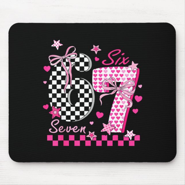Funny Six Seven Coquette 6 7 Meme Men Women Valent Mouse Mat (Front)