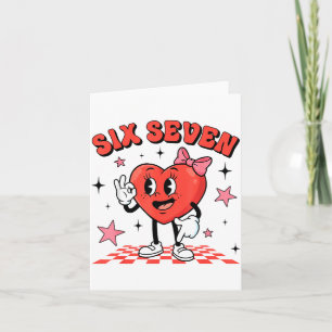 Funny Six Seven Cute Heart 67 Meme Valentine Kids Card