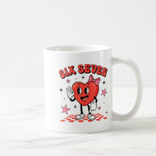 Funny Six Seven Cute Heart 67 Meme Valentine Kids  Coffee Mug