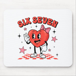 Funny Six Seven Cute Heart 67 Meme Valentine Kids  Mouse Mat