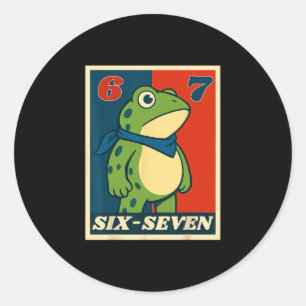 Funny Six Seven Frog 6 7 Meme Gen Alpha Slang Meme Classic Round Sticker