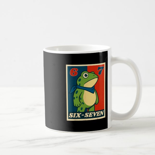 Funny Six Seven Frog 6 7 Meme Gen Alpha Slang Meme Coffee Mug (Right)