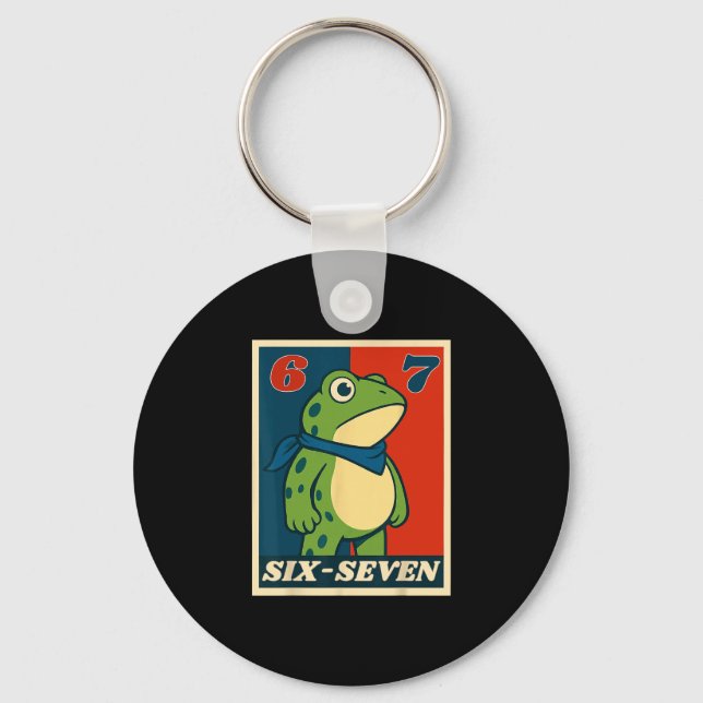Funny Six Seven Frog 6 7 Meme Gen Alpha Slang Meme Key Ring (Front)