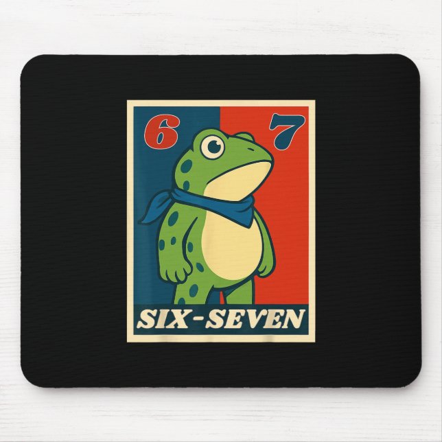Funny Six Seven Frog 6 7 Meme Gen Alpha Slang Meme Mouse Mat (Front)