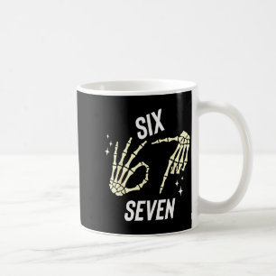 Funny Six Seven Gen Alpha Slang Meme 6 7 Skeleton Coffee Mug