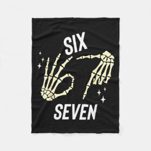 Funny Six Seven Gen Alpha Slang Meme 6 7 Skeleton  Fleece Blanket