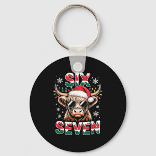 Funny Six Seven Highland Cow Christmas 67 Cool Xma Key Ring
