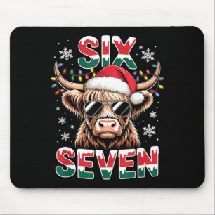 Funny Six Seven Highland Cow Christmas 67 Cool Xma Mouse Mat