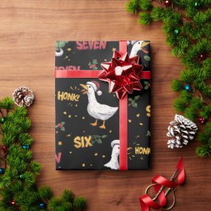 Funny Six Seven Honk Goose Christmas black Meme Wrapping Paper