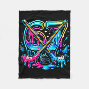 Funny Six Seven Ice Cream Drip Ice Hockey Fleece Blanket