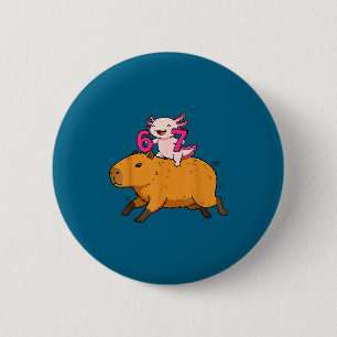 Funny Six Seven Kawaii Axolotl Capybara 6 Cm Round Badge