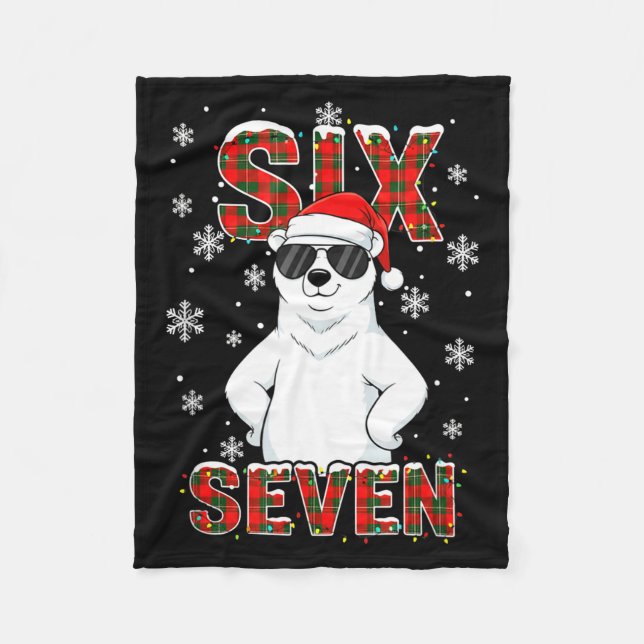 Funny Six Seven Lar Bear Christmas 67 Santa Hat Wi Fleece Blanket (Front)