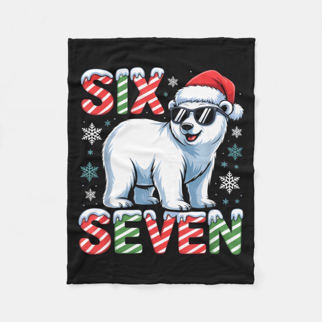 Funny Six Seven Lar Bear Christmas 67 Santa Hat Wi Fleece Blanket (Front)