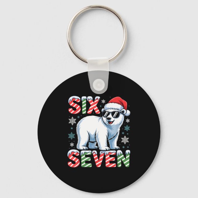 Funny Six Seven Lar Bear Christmas 67 Santa Hat Wi Key Ring (Front)