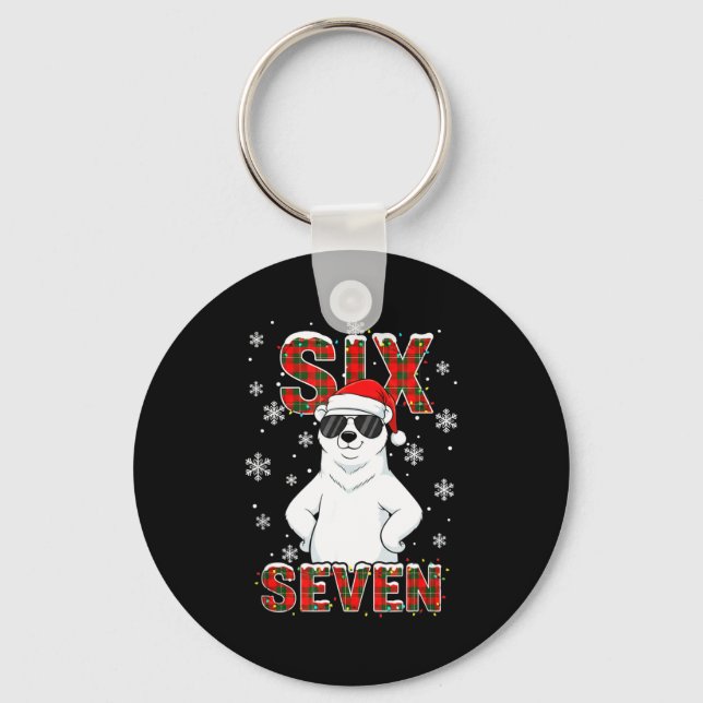 Funny Six Seven Lar Bear Christmas 67 Santa Hat Wi Key Ring (Front)