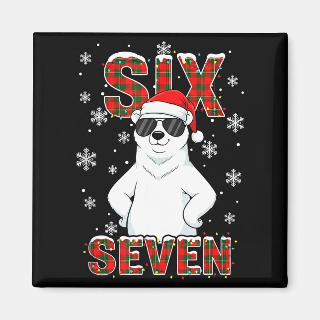 Funny Six Seven Lar Bear Christmas 67 Santa Hat Wi Magnet (Front)