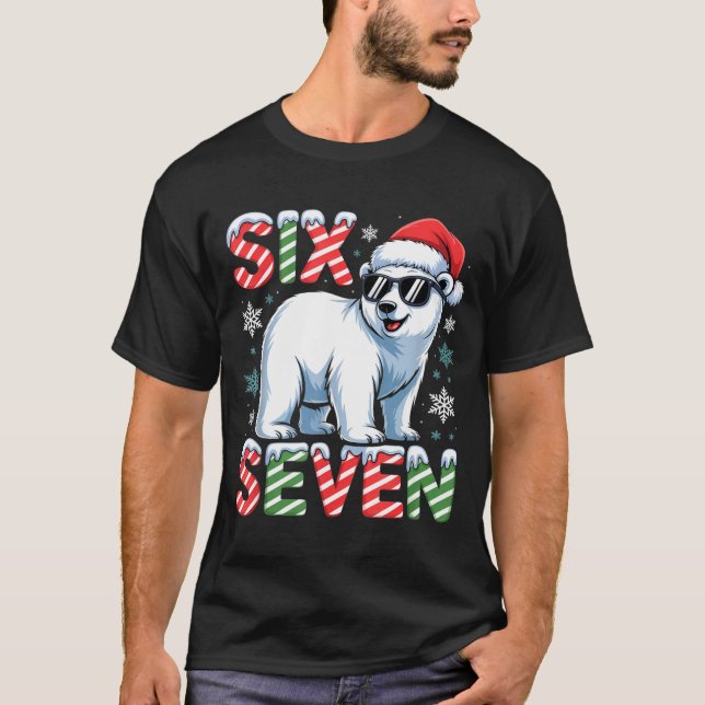 Funny Six Seven Lar Bear Christmas 67 Santa Hat Wi T-Shirt (Front)