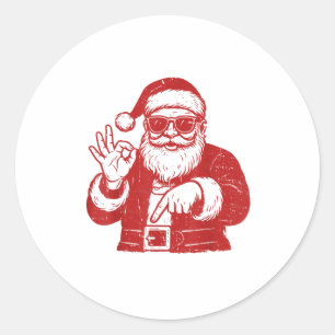 Funny Six Seven Meme 67 Christmas Brainrot Santa C Classic Round Sticker