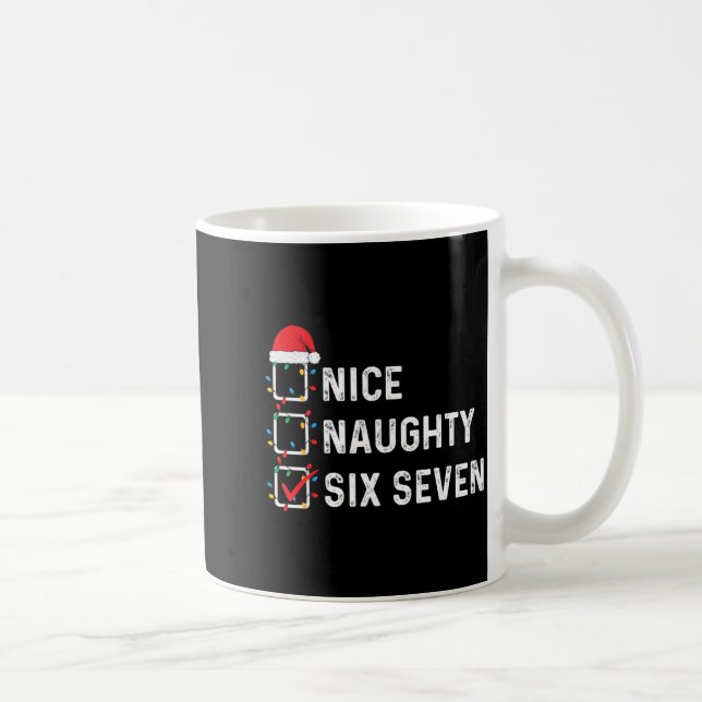Funny Six Seven Meme 67 Christmas List Nice Naught Coffee Mug (Right)