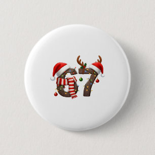 Funny Six Seven Meme 6-7 Xmas 67 Christmas Lights 6 Cm Round Badge