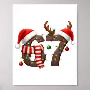 Funny Six Seven Meme 6-7 Xmas 67 Christmas Lights  Poster