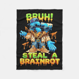 Funny Six Seven Meme - Bruh Steal A Brainrot - Fun Fleece Blanket