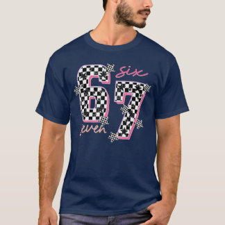 Funny Six Seven Meme Checkered 6 7 Saying Girls Ki T-Shirt